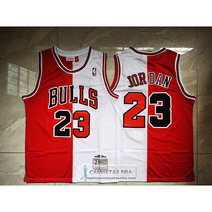 Camiseta Chicago Bulls Michael Jordan NO 23 Split Blanco Rojo